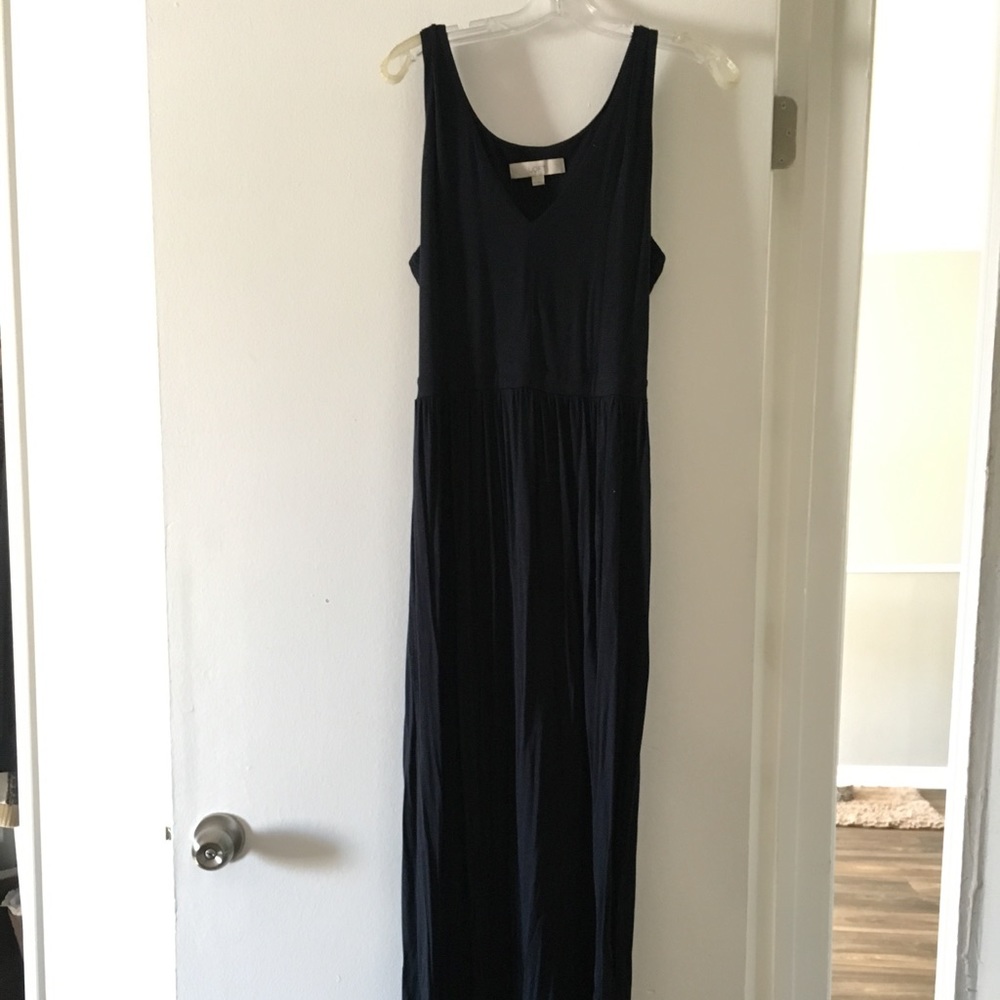 Navy blue maxi dress with keyhole back